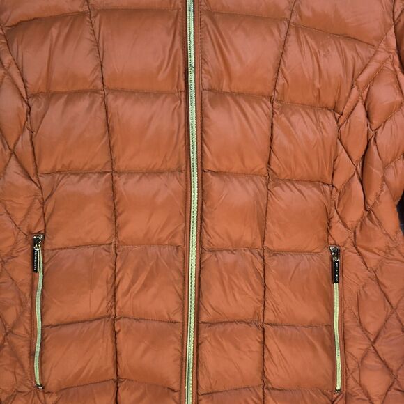 Michael Kors Down Packable Jacket Coat Orange Removable Hood Puffer PL - Picture 2 of 16